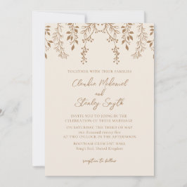 Hanging Florals Foliage Warm Beige Boho Einladung