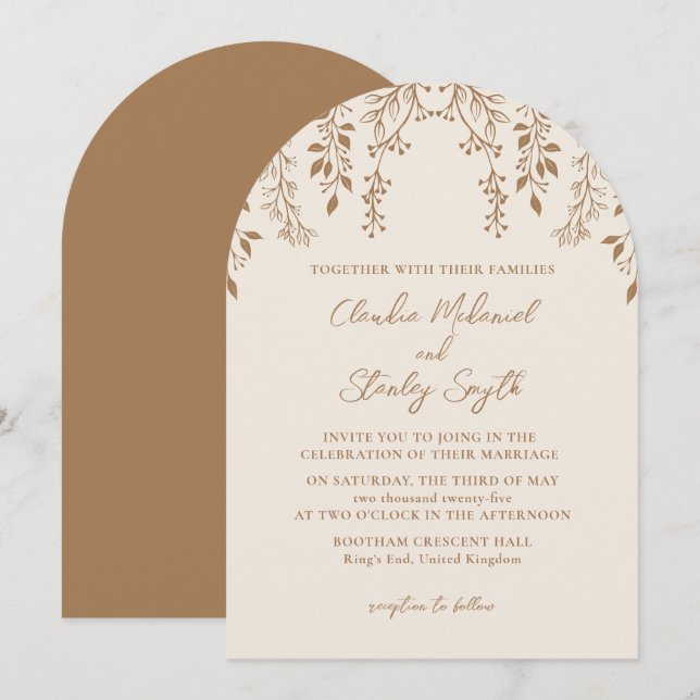 Hanging Florals Foliage Warm Romantic Boho Earthy Einladung (Vorne/Hinten)