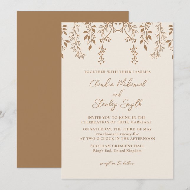 Hanging Florals Foliage Warm Romantic Boho Earthy Einladung (Vorne/Hinten)