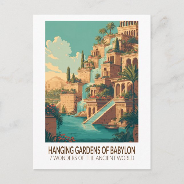 Hanging Gardens of Babylon 7 Wonders of the World Postkarte (Vorderseite)