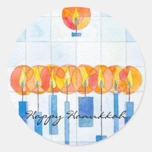 Hanging Hanukkah Candles Runder Aufkleber
