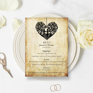 Hanging Heart Tree Vintage Wedding Menu