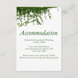 Hanging Ivy Greenery Hochzeitsunterkunft Begleitkarte