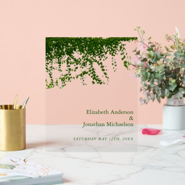 Hanging Ivy Greenery Wedding Acrylschild (Hochzeit)