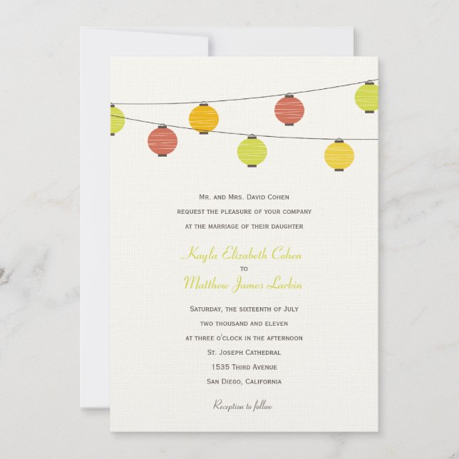 Hanging Lanterns Hochzeit Einladung (Vorderseite)