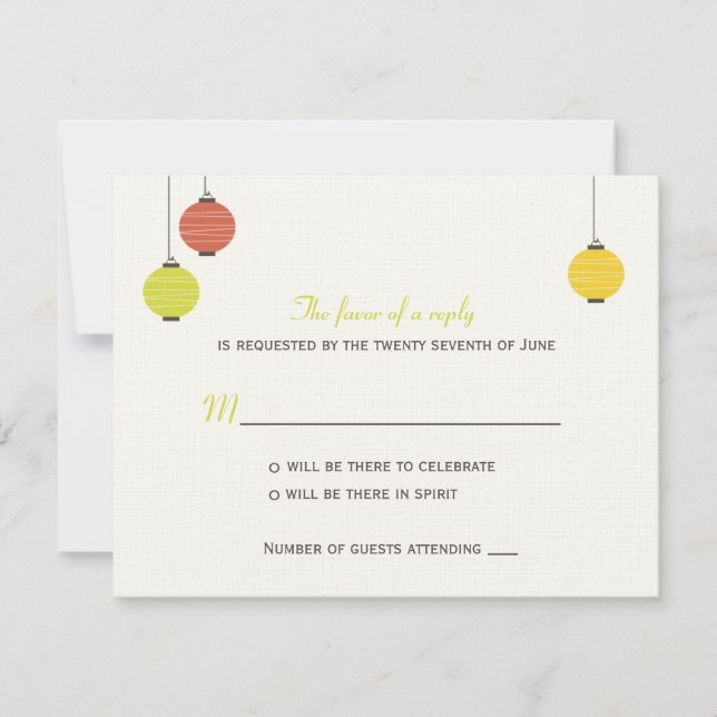 Hanging Lanterns Wedding RSVP Card (Vorderseite)