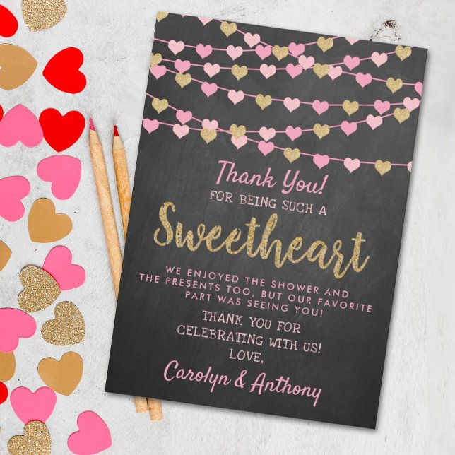 Hanging Liebe Herz Kleine Sweetheart Baby Dusche Dankeskarte (Von Creator hochgeladen)
