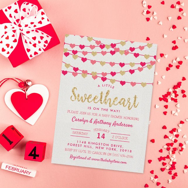 Hanging Liebe Herz Kleine Sweetheart Baby Dusche Einladung (Von Creator hochgeladen)