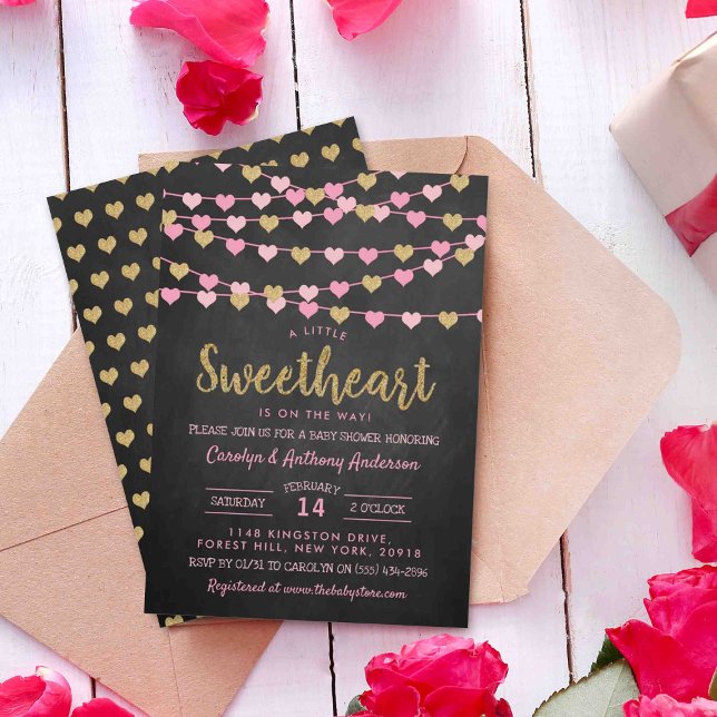 Hanging Liebe Herz Kleine Sweetheart Baby Dusche Einladung (Von Creator hochgeladen)