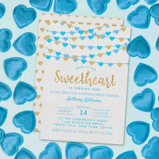 Hanging Liebe Herz Little Sweetheart Geburtstag Einladung (Von Creator hochgeladen)