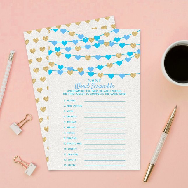 Hanging Love Hearts Baby Shower Word Scramble Game (Von Creator hochgeladen)