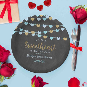 Hanging Love Hearts Little Sweetheart Baby Shower Pappteller