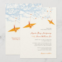 Hanging Orange Origami Cranes & Love Quote Wedding