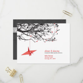 Hanging Origami Paper Cranes Asian Wedding RSVP Einladungspostkarte