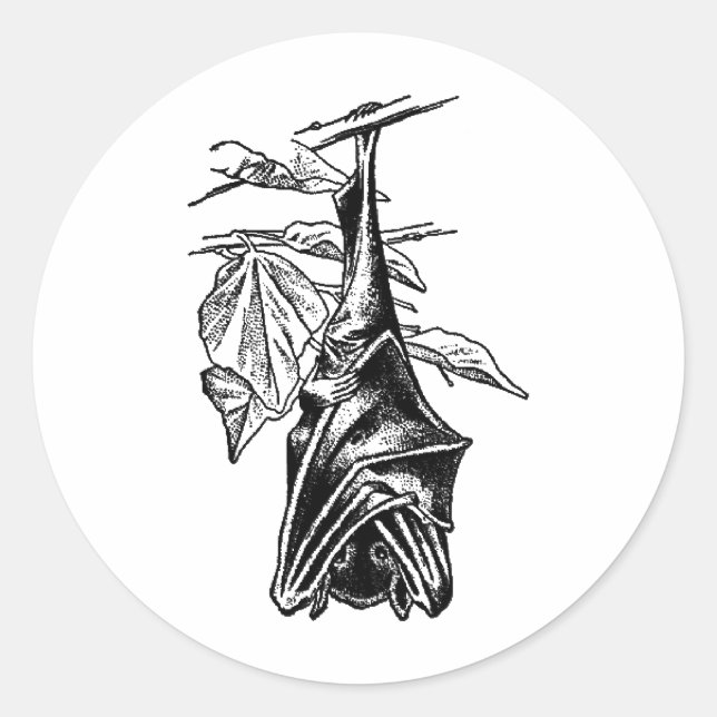 Hanging Sleeping Bat - Schwarze Version Runder Aufkleber (Vorderseite)