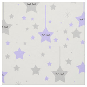 Hanging Sleepy Eyes Stars Lila grau Stoff