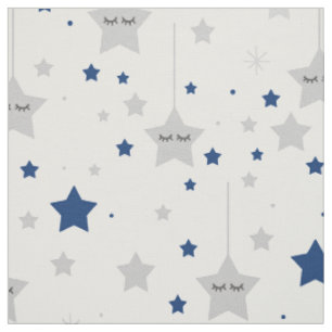 Hanging Sleepy Eyes Stars Navy Blue Gray Stoff