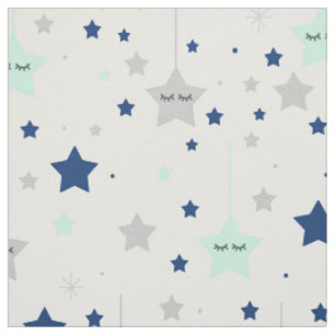 Hanging Sleepy Eyes Stars Navy Blue Mint Green Stoff