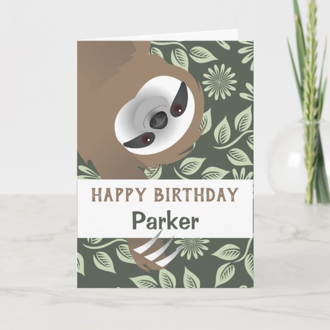 Hanging Sloth Happy Birthday Card Karte (Vorderseite)