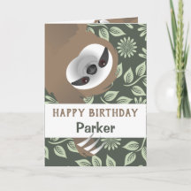 Hanging Sloth Happy Birthday Card