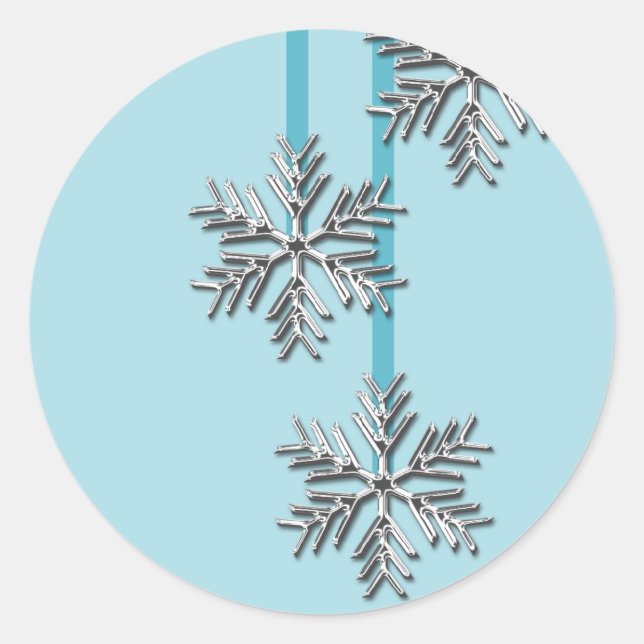 Hanging Snowflakes Holiday Cards Umschlag Aufklebe Runder Aufkleber (Vorderseite)
