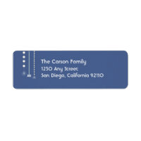 Hanging Snowflakes Return Address Label (blau)