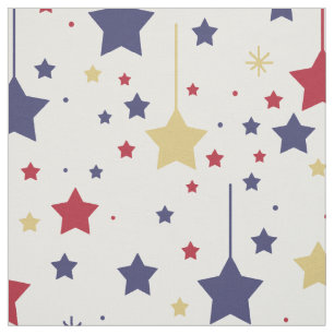 Hanging Stars Red Blue Silver Gold Stoff