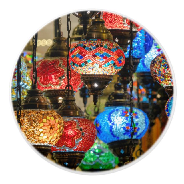 Hangmosaiklampe Keramikknauf (Vorderseite)