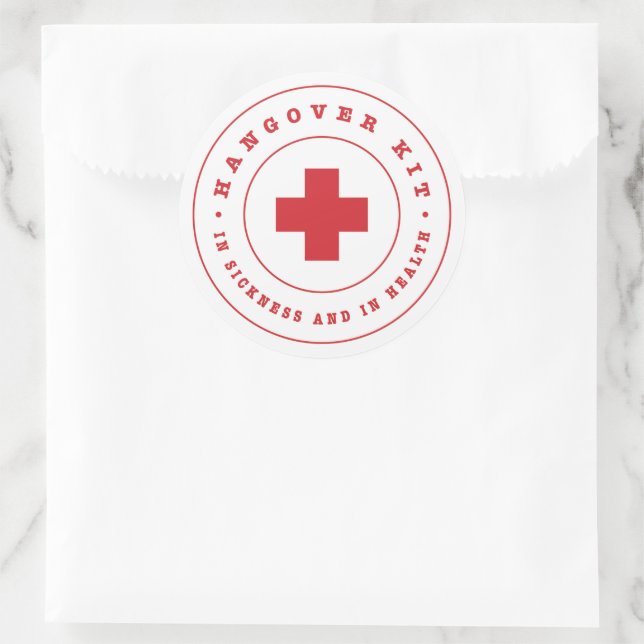Hangover Kit Runder Aufkleber (Tasche)