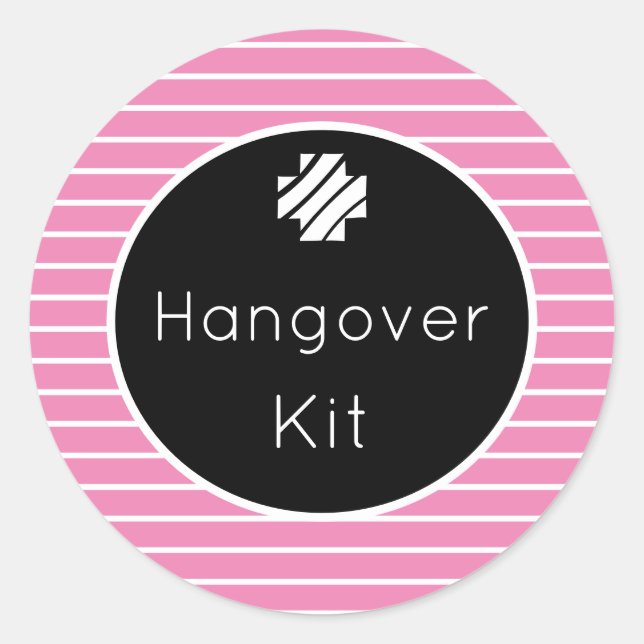 Hangover Kit Schwarz-Rosa Stripteppiche Runder Aufkleber (Vorderseite)