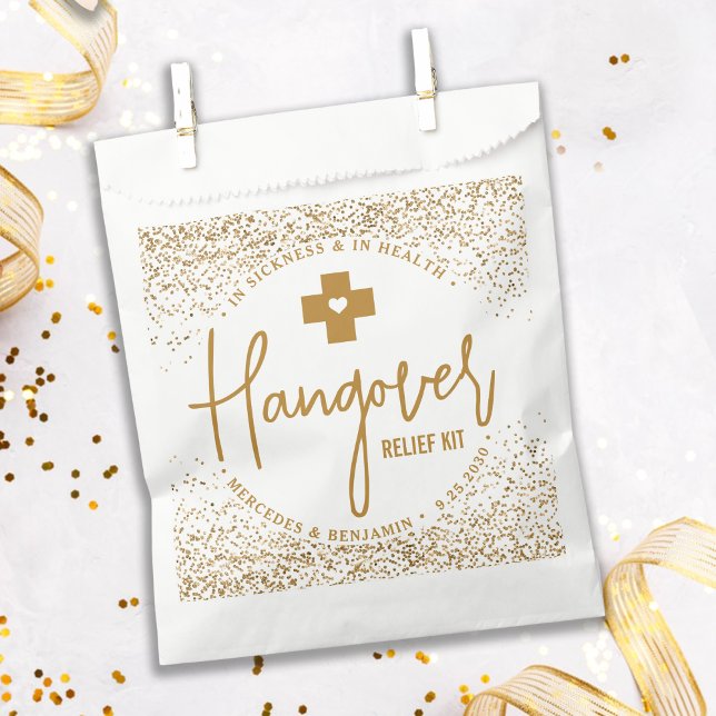 Hangover Relief Kit Moderne Gold Glitzer Hochzeit Geschenktütchen (Von Creator hochgeladen)