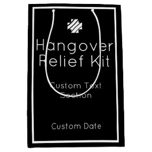Hangover Relief Kit Schwarz-Weiß-Geschenktasche Mittlere Geschenktüte