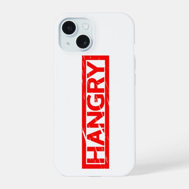 Hangry Briefmarke iPhone 15 Hülle (Rückseite)