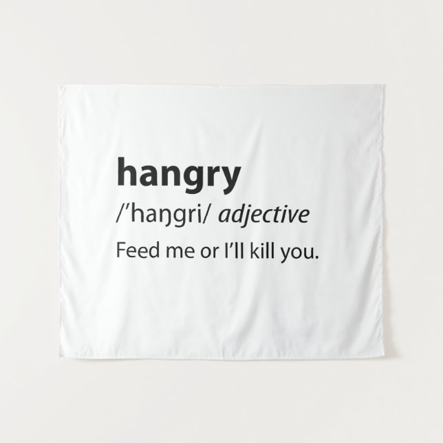 Hangry Funny Dictionary Definition Wandteppich (Vorderseite (Horizontal))