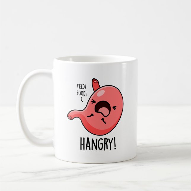 Hangry Funny Hungry Angry Stomach Pun Kaffeetasse (Links)