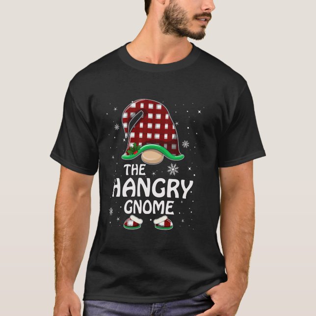 Hangry Gnome Buffalo Plaid Matching Family Group C T-Shirt (Vorderseite)