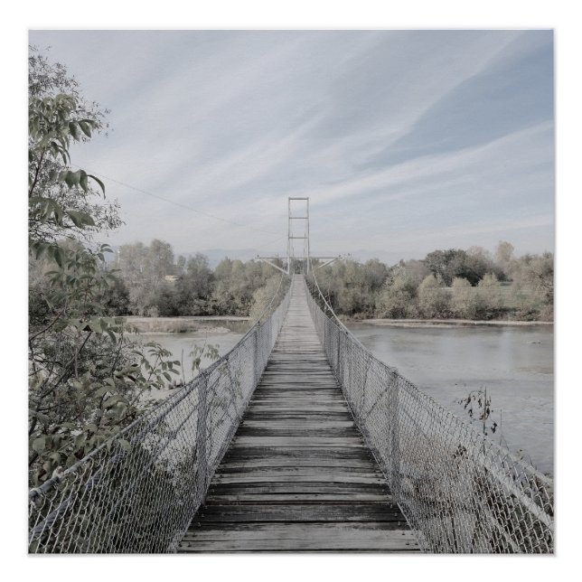Hängte Brücke über den Fluss Poster (Vorderseite)
