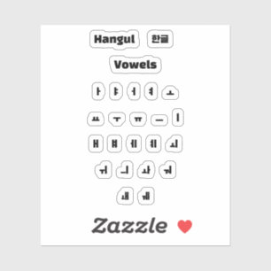 Hangul vowels / 한 글 음 aufkleber