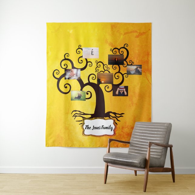 Hängung der Foto-Familienbaumwand Wandteppich (Beispiel)