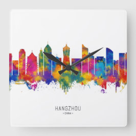 Hangzhou China Skyline Quadratische Wanduhr