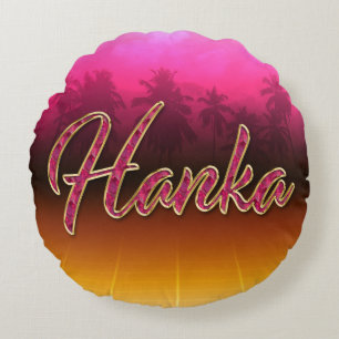 Hanka prénom nom coussin rose doré