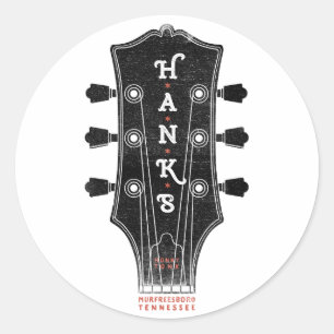 Hanks Gitarren-Kopf Runder Aufkleber