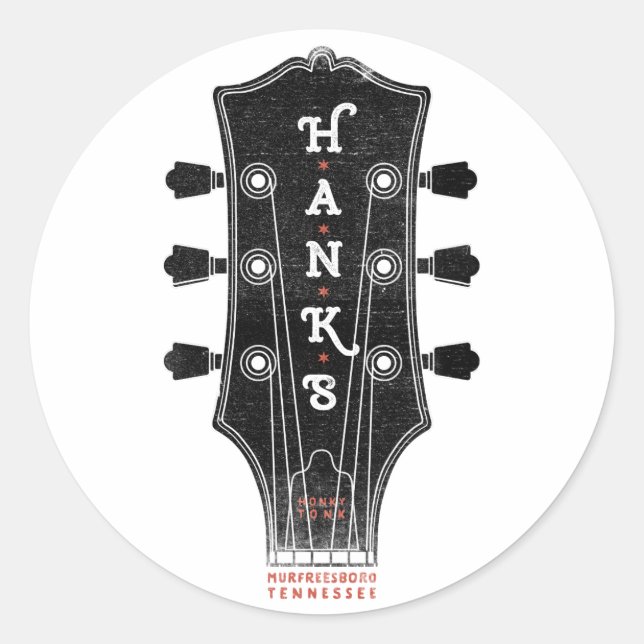 Hank's Guitar Head Runder Aufkleber (Vorderseite)