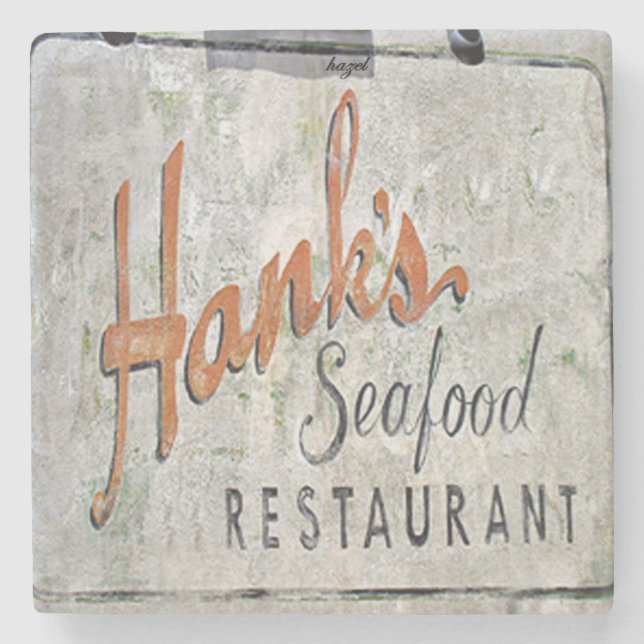 Hank's Seafood Charleston, SC Marmor-Untersetzer Steinuntersetzer (Vorderseite)