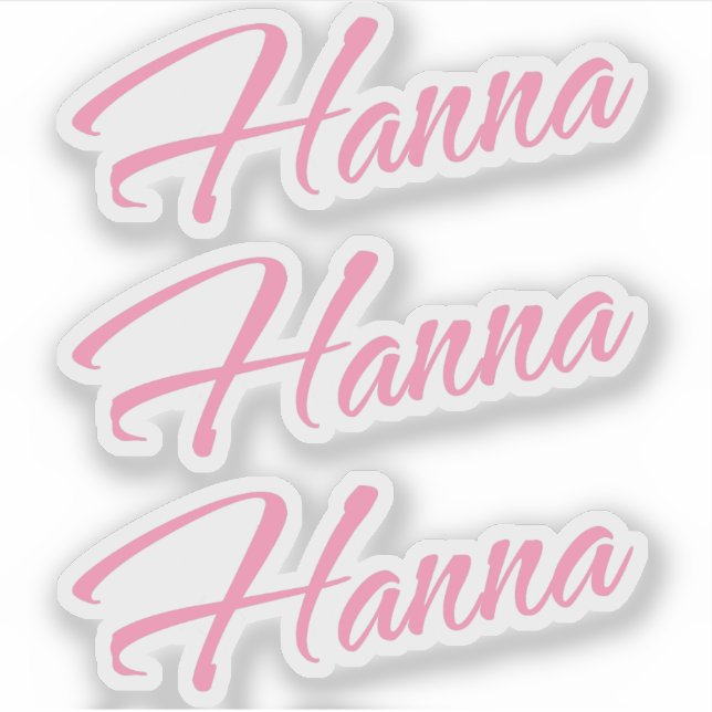 Hanna name pink x3 aufkleber (Vorderseite)