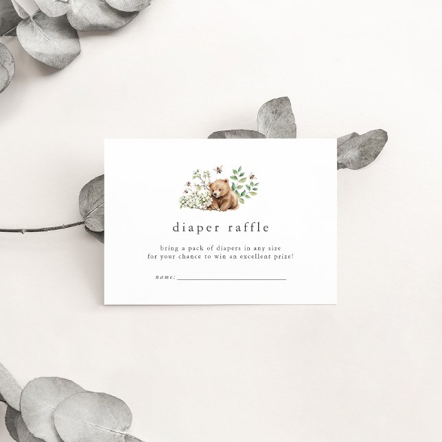 HANNAH Bear Woodland Babydusche Windelwindeln Begleitkarte (HANNAH Bear Woodland Baby Shower Diaper Raffle Enclosure Card)