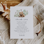 HANNAH Boho Summer Bear Bee Woodland Baby Shower Dankeskarte<br><div class="desc">Diese boho Sommerbär und Bienenwald Babydusche Dankeschön-Karte aus der Hannah Collection ist ideal für eine Baby-Dusche im Hinterhof. Dieses niedliche Boho-Design mit einem geschlechtsneutralen Tiermotiv besticht durch einen Babybär mit Hummeln, weißen Blume und Sommergrünen. Personalisieren Sie die Karte mit Ihrem eigenen Gedicht oder Ihrer eigenen Nachricht, wenn Sie möchten. Auf...</div>