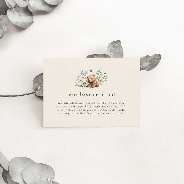 HANNAH Gender Neutral Vintage Woodland Babydusche Begleitkarte (HANNAH Gender Neutral Vintage Woodland Baby Shower Enclosure Card)