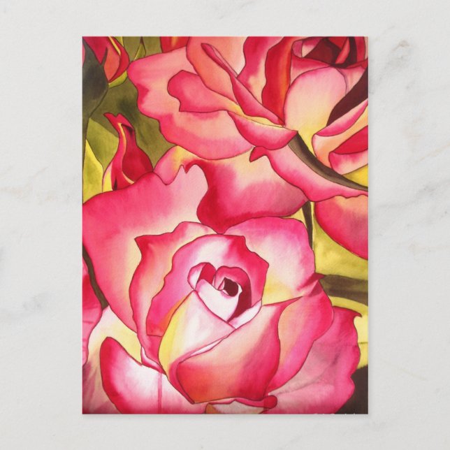 Hannah Gordon Rosa Blume Aquarellkunst Postkarte (Vorderseite)