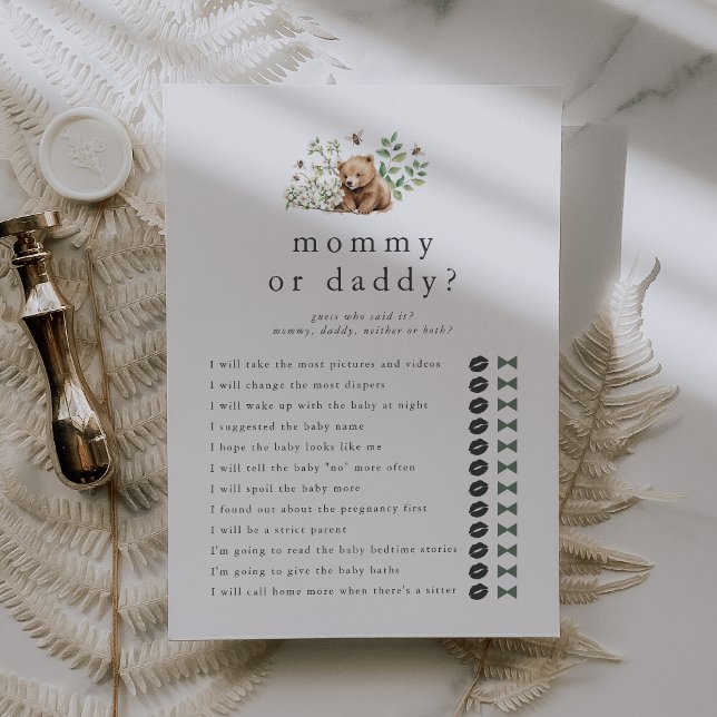 HANNAH Guess Who Mommy Daddy Baby Shooting Game Ca Einladung (HANNAH Guess Who Mommy Daddy Baby Shower Game Card)